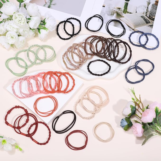 40 Pcs Boho Hair Ties, Hair Ties Bracelets for Women Boho Ponytail Holders Stocking Stuffers for Teen Girls