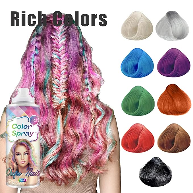Temporary Hair Color Spray, White Hair Dye Pomades for Kids and Women-Perfect for Cosplay, Christmas, and Halloween Parties, Natural Washable Quick-Drying, One-Time Use in one wash (White, 120ml)