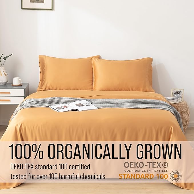 Bella Coterie | Luxury Bamboo Viscose Standard Size Pillowcase Set | 100% Organically Grown | Ultra Soft | Cooling | 2 Pcs [Marigold]