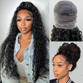 360 Glueless Wigs Human Hair 32 Inch Pre Plucked Hidden Strap Deep Wave Lace Front Human Hair Wigs With Drawstring 180 Density Wet and Wavy HD Full Lace Front Wigs Human Hair