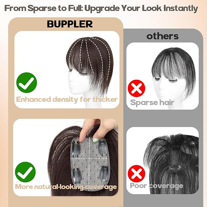 Hair Toppers for Women Real Human Hair-U Shape Toppers Hair Pieces for Women with Thinning Hairr 150% Density Silk Base Clip in Human Topper with Bangs for Daily Use(Dark Brown