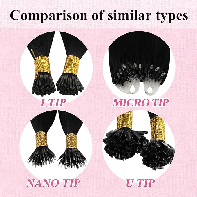 YoungSee Micro Bead Hair Extensions Real Human Hair Black Microlink Hair Extensions Human Hair Jet Black Microbead Hair Extension 16 Inch 50s/50g Micro Ring Hair Extensios #1 for Wedding