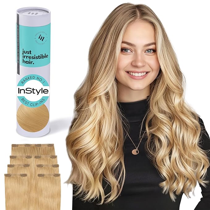 Irresistible Me Real Human Hair Extensions Clip Ins – 100% Human Hair Clip In Extensions for Length & Volume – Invisible Extension – Heat Resistant & Dyeable – Honey Blonde, 24 Inches