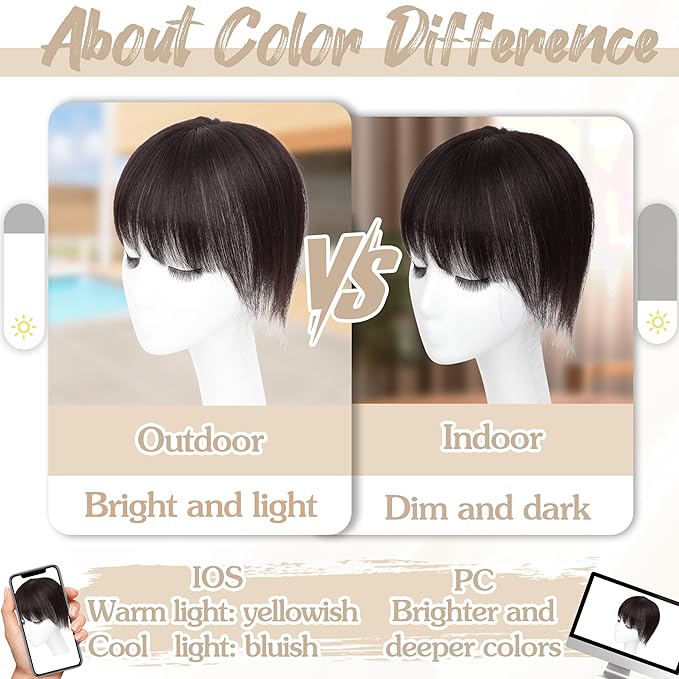 Human Hair Toppers for Women - 150% Density Clip In Hair Topper with Bangs U Shape 10 Inch Toppers Hairpieces for Women Perfect for Thinning Hairr Ideal for Daily Use Brown Black