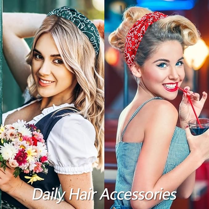 VELSCRUN Bandana Knotted Headbands for Women 12 Pack Gilrs Head Bands Fashion Solid Hair Band Non Slip for Womens Thin Thick Short Hair Face Wash Hair Accessories