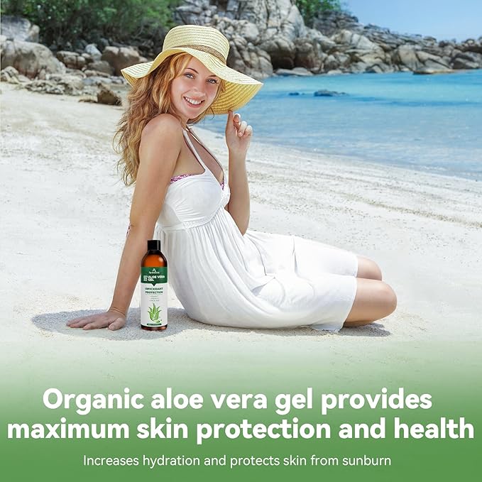 Aero Zen 99% Natural Aloe Vera Gel | Daily Hydration & After-Sun Relief | Lightweight Alcohol-Free Formula, Deeply and Quickly Soothes Skin, Suitable for Face/Body/Hair - 8.45 fl oz