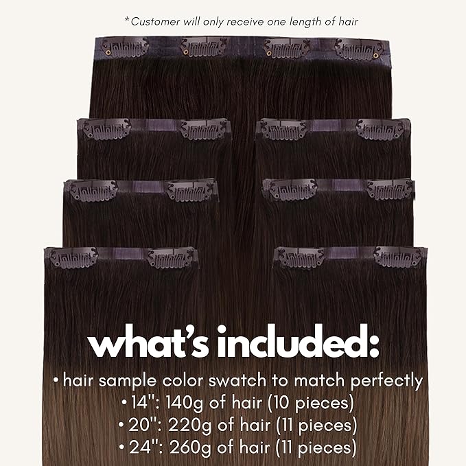 Irresistible Me Real Human Hair Extensions Clip Ins – 100% Human Hair Clip In Extensions for Length & Volume – Invisible Extension – Heat Resistant & Dyeable – Brown Melt, 20 Inches