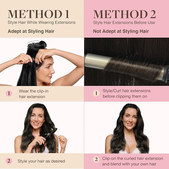 GOO GOO Clip in Hair Extensions Real Human Hair, Remy Human Hair Extensions Clip ins for Women, Natural Human Hair, 18inch 110g 7Pcs, 2A Light Brown