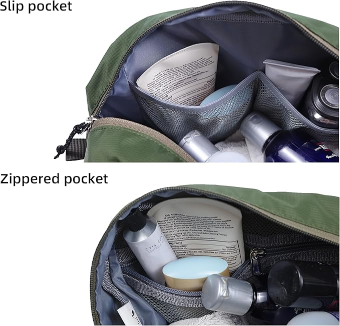 Travel Toiletry Bag 8L, Large Packing Cube with Waterproof TPU Wet/Dry Compartment (04 Forest Green)
