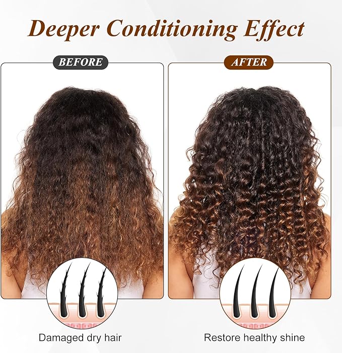 Heated Cap for Deep Conditioning: Upgraded Extra Large 10-Level Fast Heating 3 Time Settings Hair Steamer Cap for Natural Black Hair Portable Thermal Steam Cap for Home Hair Treatment - Deep Black