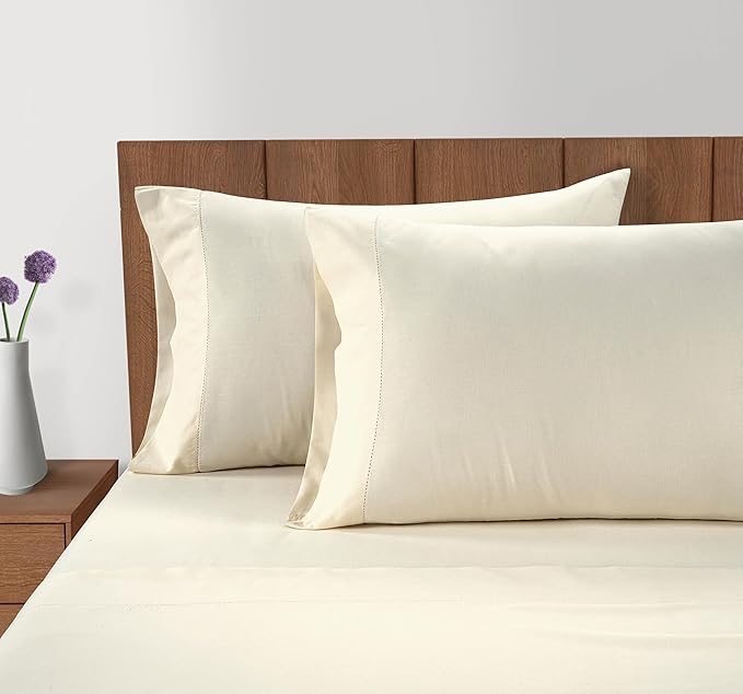 Lane Linen 100% Organic Cotton King Size Pillow Cases Set of 2 (20"x36") - Pillow Cases King Size - Certified Organic Cotton Pillowcases - King Pillow Cases Set of 2 - Soft Pillow Cases - Natural