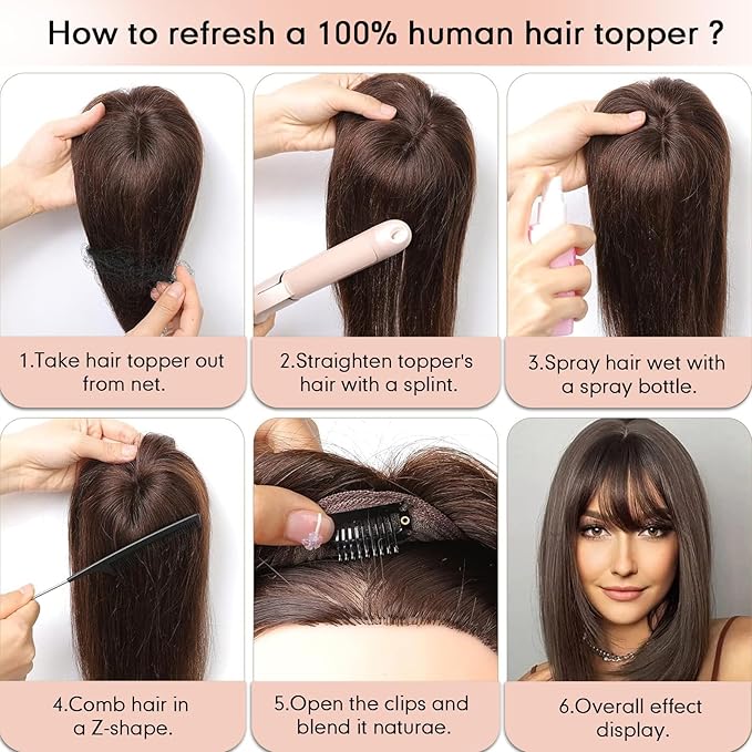 starluck Hair Toppers for Women Real Human Hair 5"*5.5"Large Coverage Gray Brown & Platinum Blonde No Bangs 100% Real Human Hairtoppers for Women with Thinning Hair Cover Gray Roots