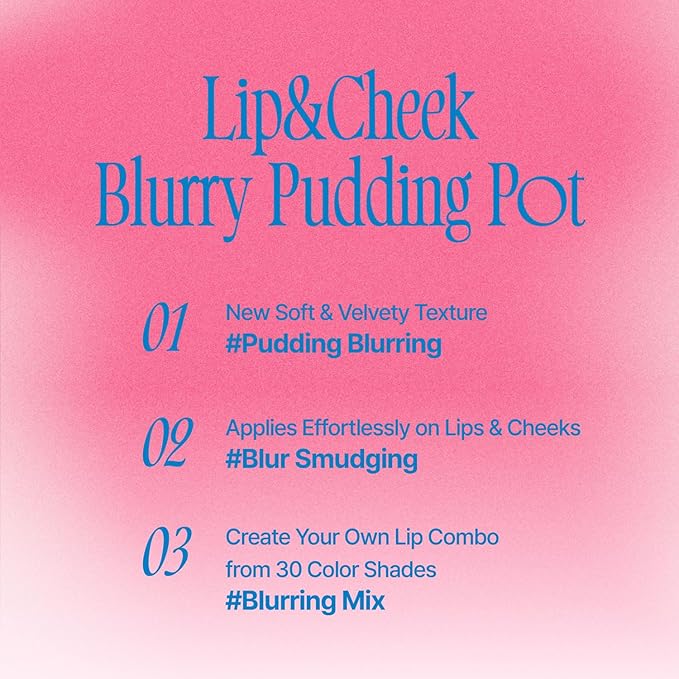 Lip&Cheek Blurry Pudding Pot | Reddish Moment - Fav | Makeup Blush, Buildable Lightweight, Multi-Use Soft Matte Finish | 5g