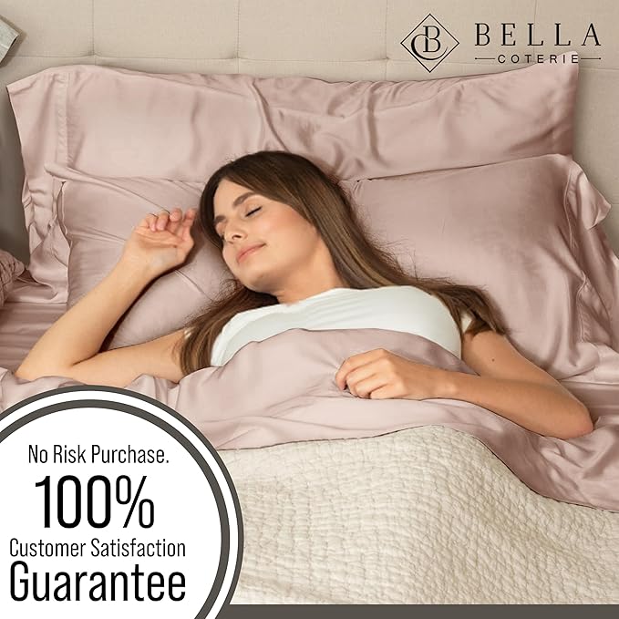 Bella Coterie | Luxury Bamboo Viscose King Size Pillowcase Set | 100% Organically Grown | Ultra Soft | Cooling | 2 Pcs [Dusty Rose]