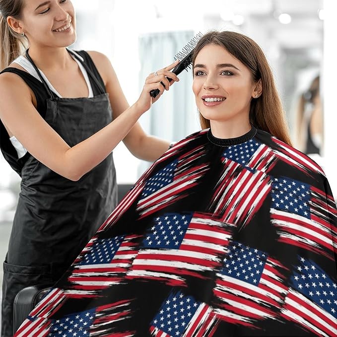 Extra Long Professional Salon Cape, Cool American Flag Apron Haircuting Salon Cape Gown for Hair Cutting Styling