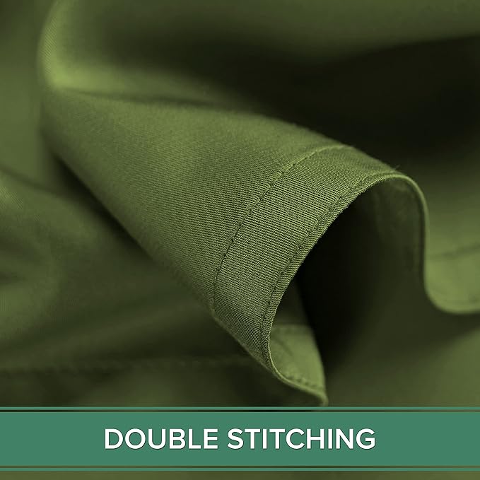 Queen Pillowcases by Pure Bamboo, Genuine 100% Organic Viscose Derived from Bamboo, Luxuriously Soft & Cooling, Double Stitching, Envelope Closure (2 Queen Pillowcases, Pesto)