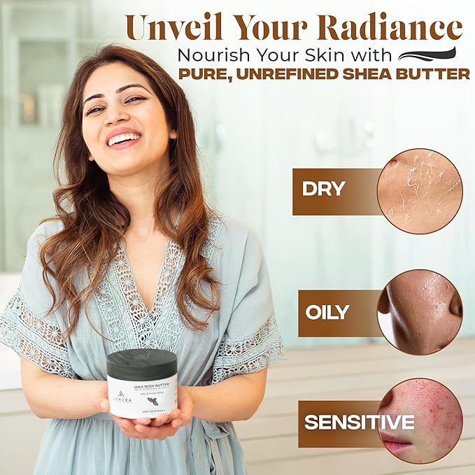 AZMERA Handcrafted Whipped Shea Body Butter – Refreshing Mint & Eucalyptus Scented Moisturizer for Dry, Sensitive Skin, Argan Oil & Vitamin E – Vegan, Non-Greasy Skincare – 8.82 oz