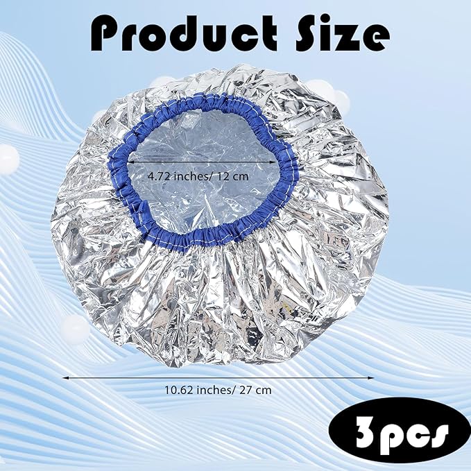 Aluminum Hair Cap Heat Cap For Deep Conditioning 3pcs Aluminum Foil Double Layer Steam Caps, Thickened Shower Cap For Hot Oil Treatment Reusable Hair Processing Caps For Home And Salon Use