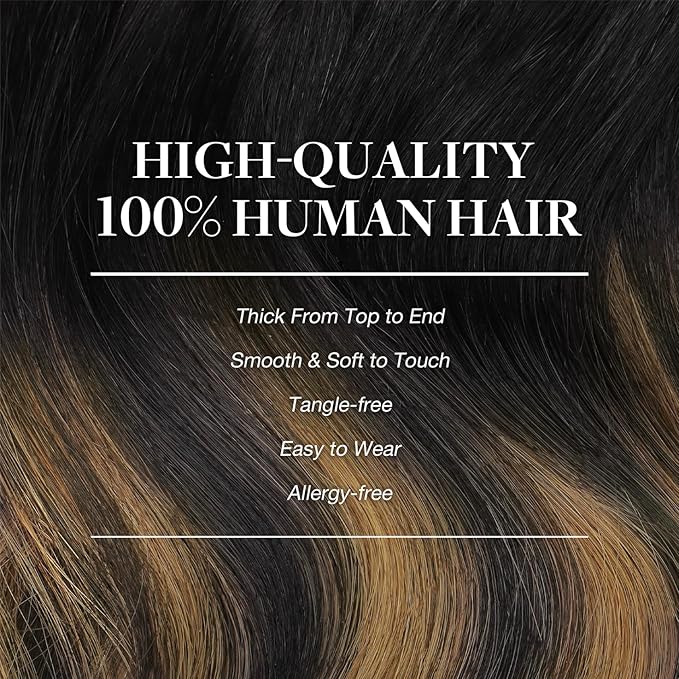GOO GOO Clip in Hair Extensions Real Human Hair, Remy Human Hair Extensions Clip ins for Women, Natural Human Hair, 24inch 150g 9Pcs, #1B/6/1B Balayage Natural Black to Chestnut Brown
