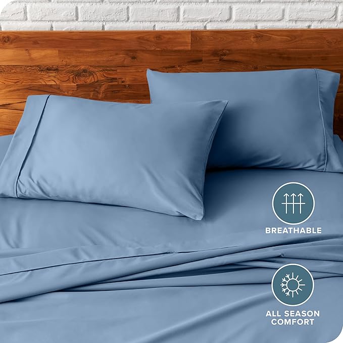 Bare Home Microfiber Pillow Cases - King Size Set of 2 - Cooling Pillowcases - Double Brushed - Coronet Blue Pillowcases 2 Pack - Easy Care (King Pillowcase Set of 2, Coronet Blue)
