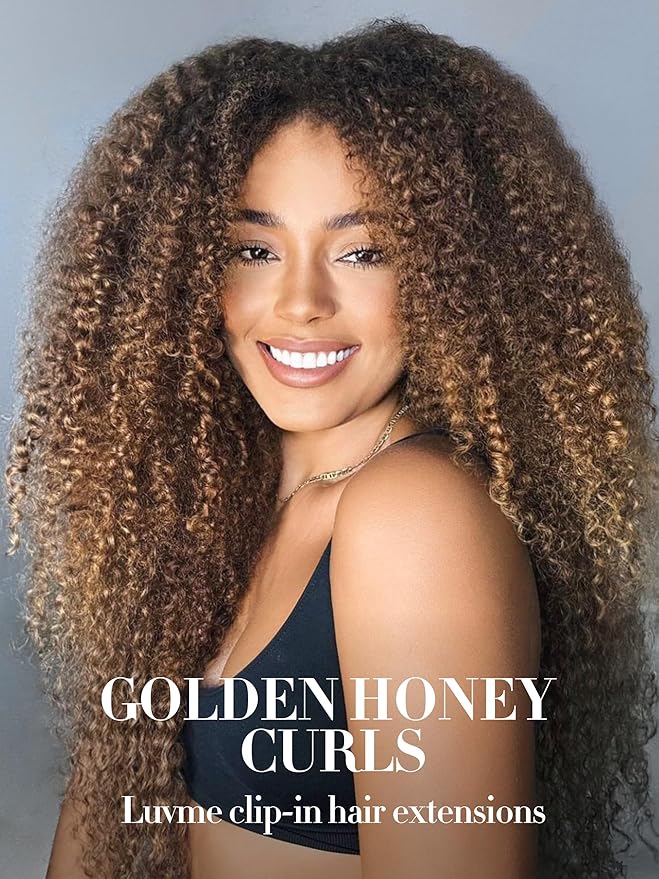 LUVME Kinky Curly Seamless Clip in Hair Extensions, 20 Inch 135g 7pcs #2/27 Hair Extensions Clip in Human Hair Invisible PU Skin Weft Natural Remy Human Hair