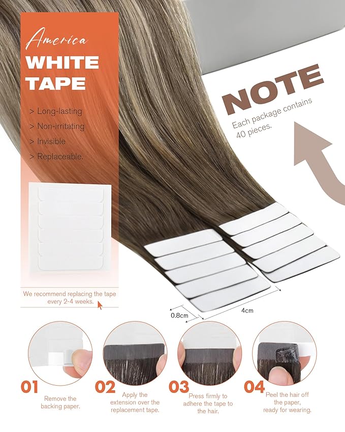 Sunny Hair Tape in Hair Extensions Human Hair,Balayage Brown with Blonde Hair Extensions Tape in 24 Inch Real Human Hair Tape in Extensions 40Pcs 100g