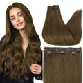 Full Shine Brown Clip in Hair Extensions Color 4 Chocolate Brown Seamless Clip in Hair Extensions Human Hair Straight Natural Hair Invisible Hair Extension Lace Weft 14 Inch 3 PCS 60 G