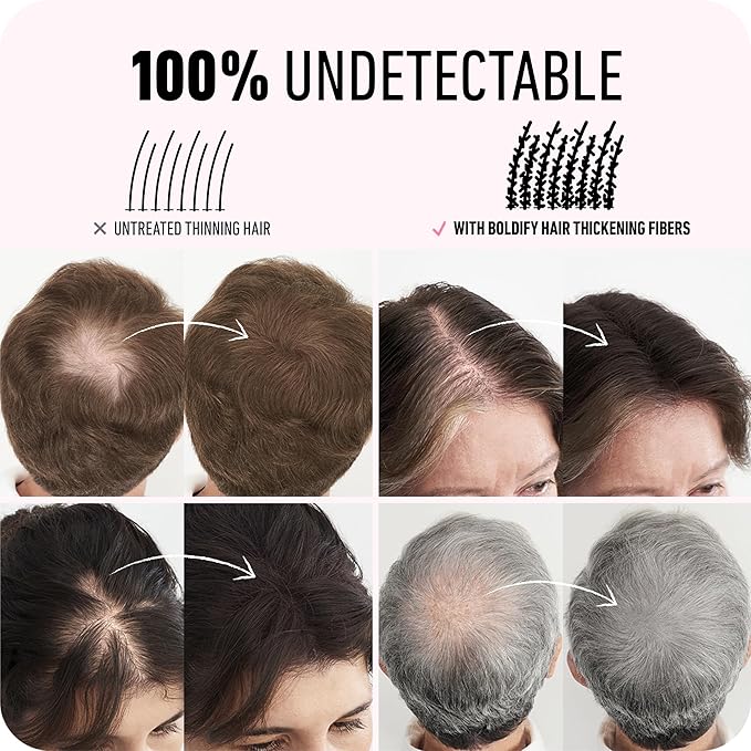 BOLDIFY Hair Fibers (12g) - Fill In Thinning and Fine Hair for an Instantly Fuller, Thicker Look - 14 Shades for Women & Men - Black
