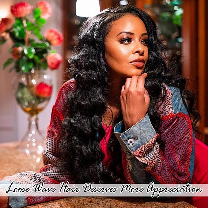 MEIMEI 250 Density Wear and Go Glueless Wigs Human Hair Pre Cut Bleached Knots Loose Wave 5x5 HD Lace Closure Wigs Human Hair Pre Plucked, No Synthetic Blend No Tangle No Shedding Triple Lifespan 3X