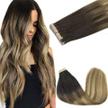 GOO GOO Tape in Hair Extensions Human Hair, 2/6/18 Balayage Brown to Dirty Blonde, 12inch 80g 40pcs, Skin Weft Seamless Invisible, Silky Straight with Thick Ends, Remy Human Hair
