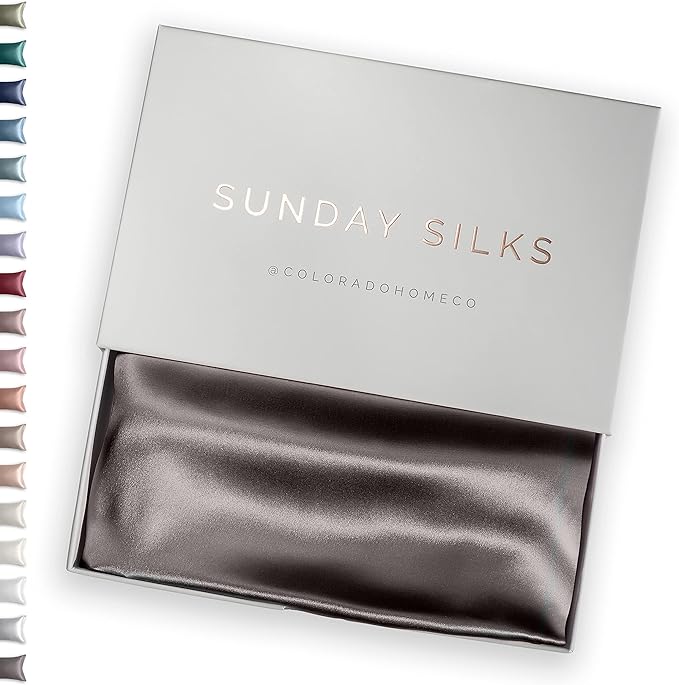 SUNDAYSILKS™ | Silk Pillow Cases | 100% Pure Silk Pillowcase | All Sides 22 Momme Highest Grade 6A Real Silk Pillowcase for Hair & Skin, Queen King Mulberry Silk Pillow Case, Zipper [Charcoal Essence]