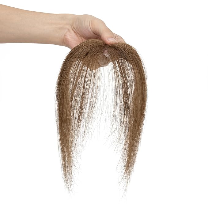 Benehair Clip on Bangs Human Hair, Front Hair Extensions for Women Hair Pieces with Temples for Daily Wear (Medium Brown)