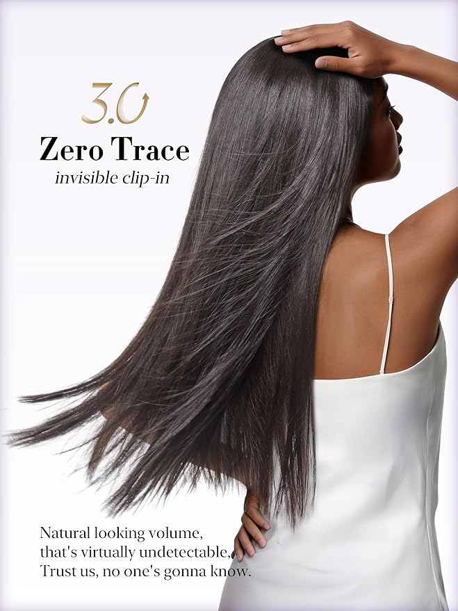 LUVME 0.59mm Zero Trace Invisible Clip in Hair Extensions, Silky Straight 2 Pack 7 Pcs 100g 20 Inch, 100% Real Human Hair Clip Ins, Multi Piece Silky Set for Custom Layering and Stylish Looks