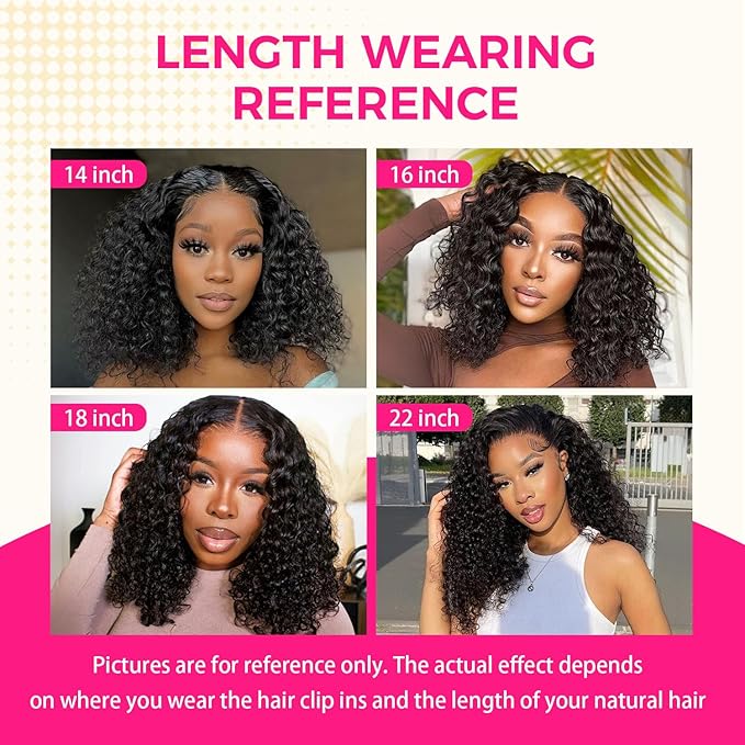 Lashey Clip in Hair Extensions 110g 7pcs Deep Wave Seamless Clip in Hair Extensions Human Hair 18 Inch Natual Black Thick Human Hair Clip ins Extensions for Women