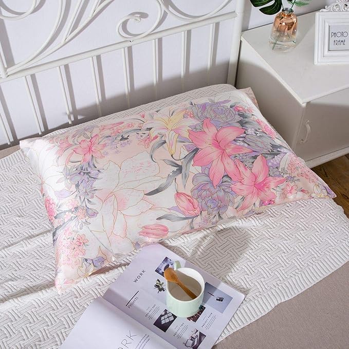 SLPBABY Silk Pillowcase for Hair and Skin with Hidden Zipper Print (King, Pattern15)