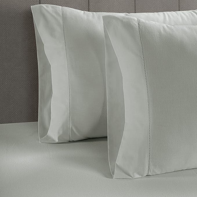Lane Linen 100% Organic Cotton Pillow Cases Standard Size Set of 2 (20"x26") - Cotton Pillowcases Standard Size - Soft Sage Green Pillow Cases Set of 2 - Standard Pillow Case Pack of 2 - Mineral