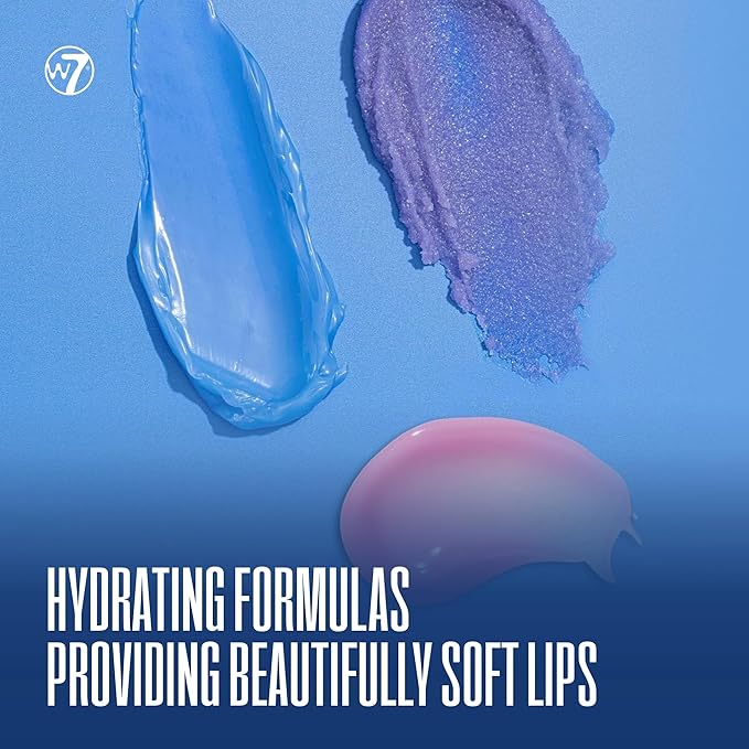 W7 Sweet Dreams Lip Care Trio - 3 Piece Set - Overnight Lip Mask, Lip Balm & Lip Scrub - Blueberry