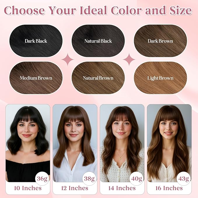 Real Human Hair Toppers for Women 3.54"*4.72" Silky Base 150% Density With Bangs Adjustable Parting Clip-In Topper Hairpieces for Women with Thinning Hair 12 Inches Natural Black
