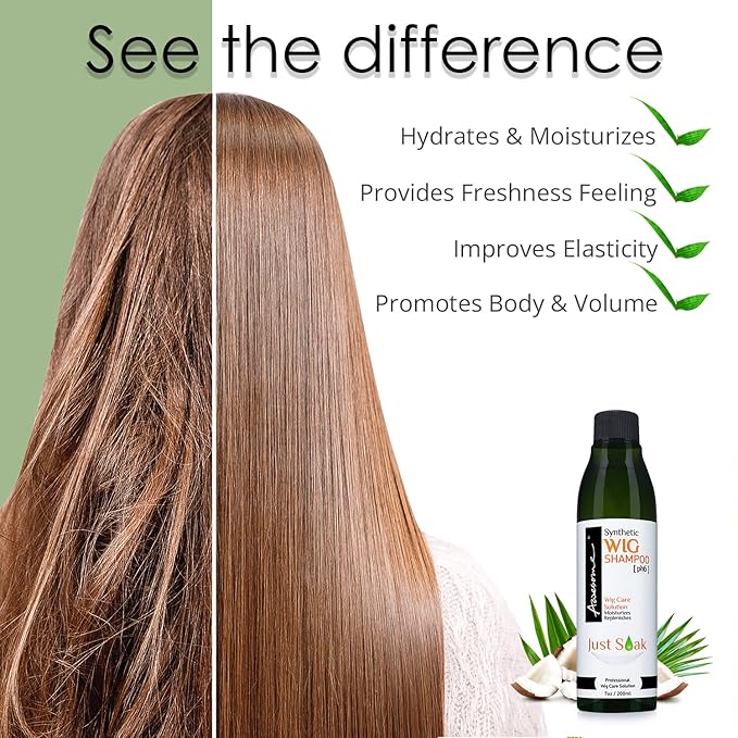 Awesome Synthetic Wig Shampoo, pH6, Professional Wig Shampoo for Synthetic Hair Wigs, Silkiness & Shine, Freshness Feeling 7 fl oz(1 set of 2)