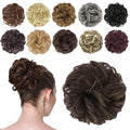 FESHFEN Messy Bun Hair Piece - Elastic Wavy Curly Hair Bun Scrunchies Extensions Synthetic Chignon Hairpieces for Women Girls, Mixed Chocolate Brown 1.5 oz