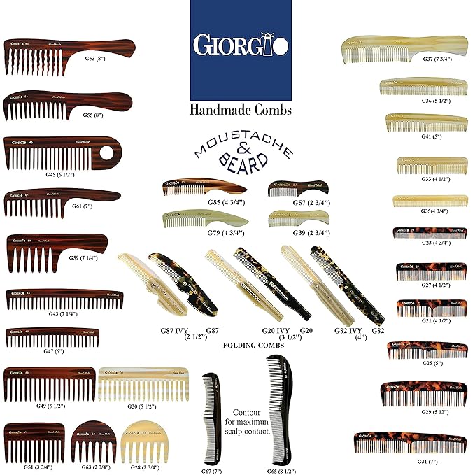 Giorgio G49 Yellow Tokio Large Wide Tooth Detangler Comb for Thick/Curly/Wavy Hair,Detangler Comb for Wet/Dry Use. Handmade of Quality Cellulose, Saw-Cut, Hand Polished