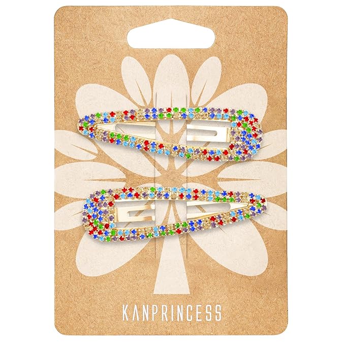 2PCS Rhinestone Hair Clips,Snap Hair Accessories,Decorative Hair Clips,Rhinestone Barrettes For Women Girls(SET4)