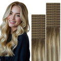 VINBAO Invisi Edge Tape in Human Hair Extensions Balayage Brown to Light Brown with Medium Blonde 14in 40g 20pcs Injected Tape in Real Human Hair 14inch #3/8/22