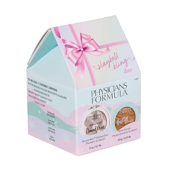 Physicians Formula Slaybell Bling Duo - Butter Bronzer & Diamond Dust Holiday Gift Set, Murumuru Butter Infused for a Radiant Glow, Cruelty Free & Vegan