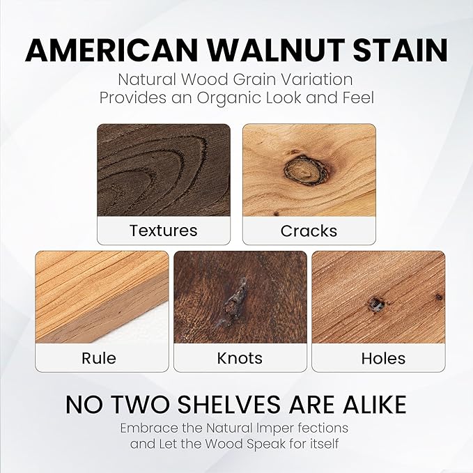 Floating Shelves for Wall, 40"W x 9.3"D x 1.5"H Rustic Solid Elm Wood Wall Shelves, Set of 2 with Invisible Heavy-Duty Metal Bracket, Deep Floating Shelf for Living Room Kitchen, Natural Finish