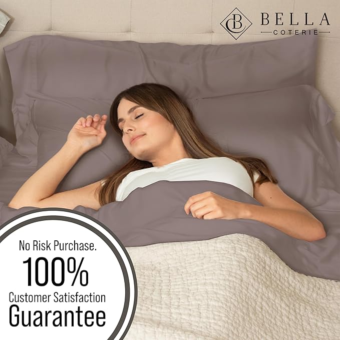 Bella Coterie | Luxury Bamboo Standard Size Pillowcase Set | 100% Organically Grown Bamboo Viscose | Ultra Soft | Cooling | 2 Pcs [Mocha]