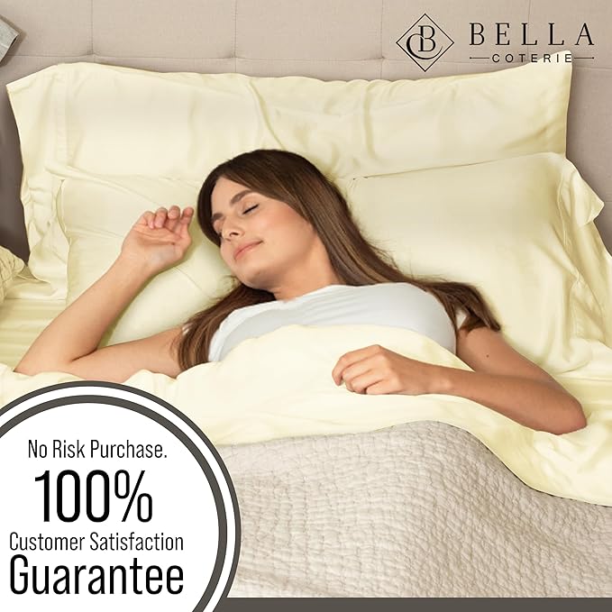 Bella Coterie | Luxury Bamboo Viscose King Size Pillowcase Set | 100% Organically Grown | Ultra Soft | Cooling | 2 Pcs [Lemonade]