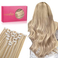 WENNALIFE Seamless Clip In Hair Extensions, 18 Inch 130g 7pcs Dirty Blonde Highlighted Bleach Blonde Hair Extensions Clip in Human Hair Invisible PU Skin Weft Natural Remy Human Hair Extensions