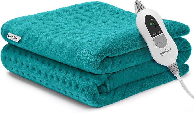 GENIANI XL Electric Heating Pad for Back Pain & Cramps Relief, Electric Throw, Birthday Christmas Gifts for Women, Men Auto Shut Off, Machine Washable, Heat Pad for Neck & Shoulder (Viridian Green)