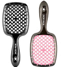 BOM BOM 2 Unit Kit, Wet And Dry Vented Detangling Hair Brush For All Hair Types, Light Weight Hairbrush, Scalp Massage Brush (Light pink black)